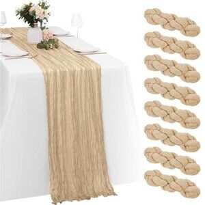 Beige Cheesecloth Table Runners 8 Pack Gauze 20x120 Inch Wedding Party Decor